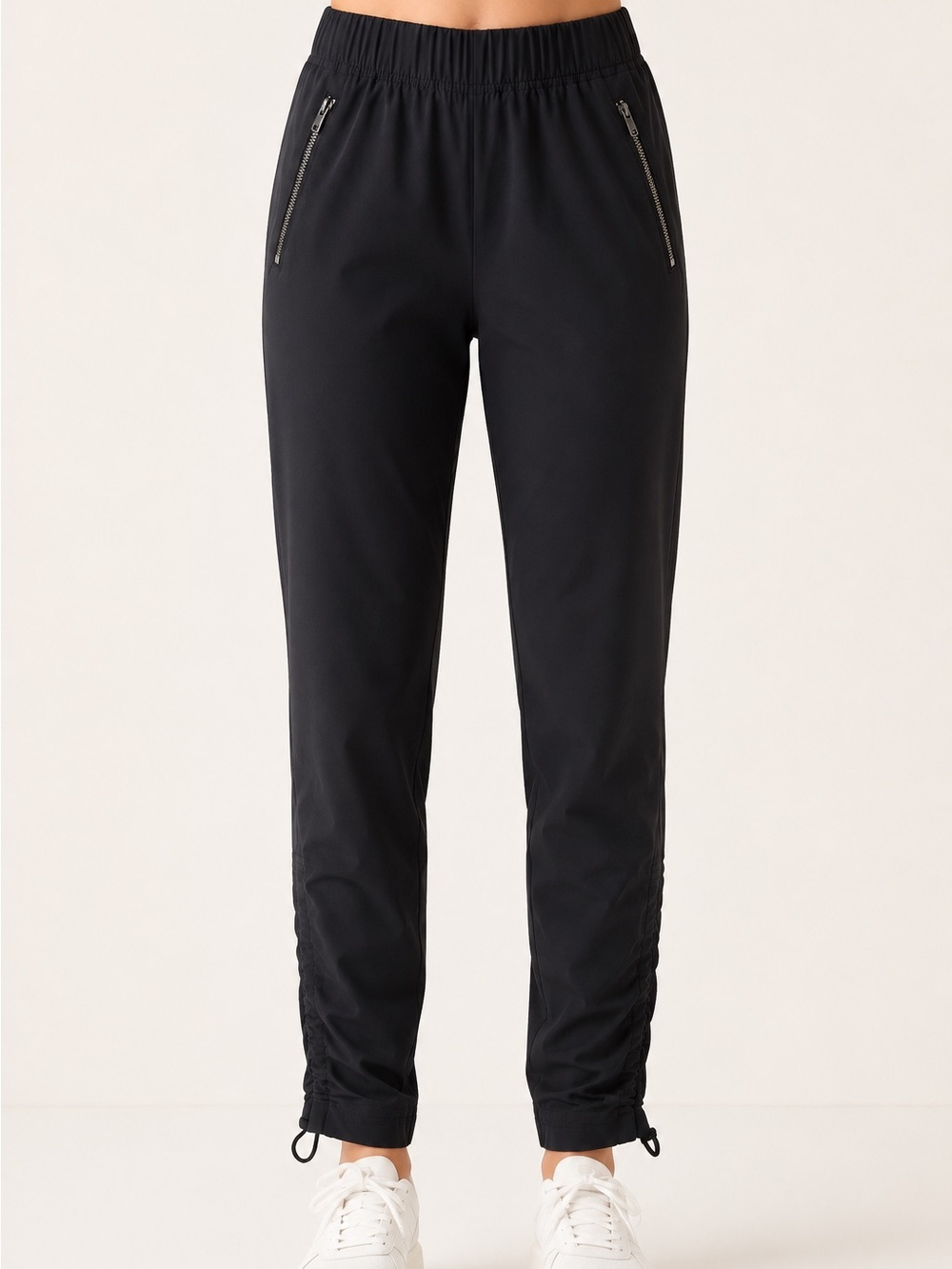 Athleta Black Recycled Stretch Travel Jogger Pants Zip Pockets Size 10T